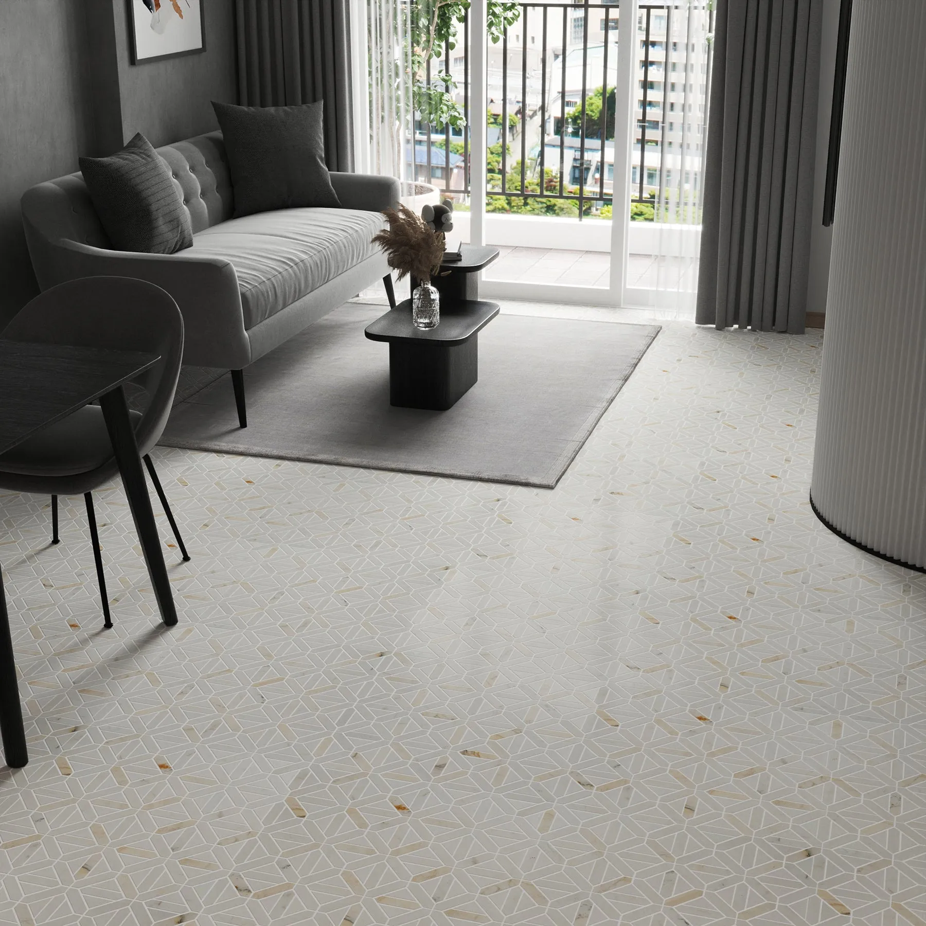 12 X 12 in. Calacatta Thassos White Polished Marble Mosaic Tile