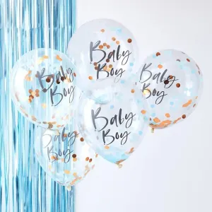 BLUE BABY BOY BABY SHOWER CONFETTI BALLOONS