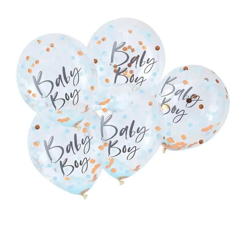 BLUE BABY BOY BABY SHOWER CONFETTI BALLOONS